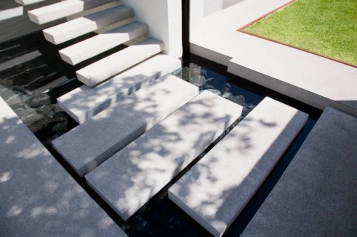 floating stairs over outdoor pond in backyard - garden decoration stock pictures, royalty-free photos & images