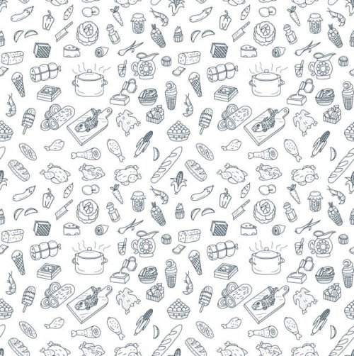 food and cooking seamless pattern doodles - food stock illustrations