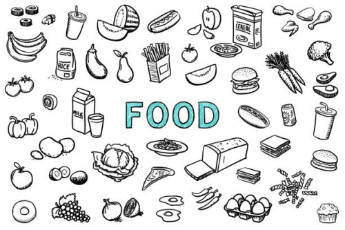 food doodles illustration - food stock illustrations