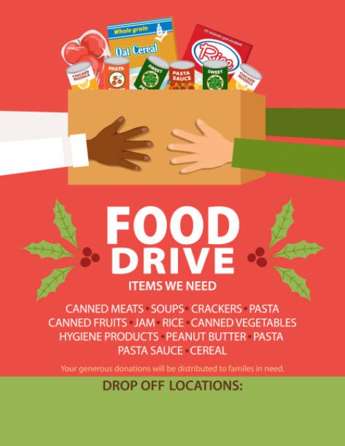 food drive donation poster template - food stock illustrations