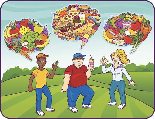 food for thought children - junk food stock illustrations