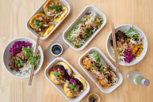 food in environmental friendly packaging. - junk food stock pictures, royalty-free photos & images