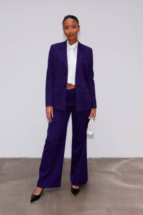 Former Miss France 2014 Flora Coquerel poses ahead of the presentation of creations by Ujoh for the Women Ready-to-wear Fall-Winter 2024/2025...