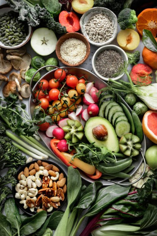 fresh vegetables with mixed nuts flat lay healthy lifestyle,romania - food stock pictures, royalty-free photos & images