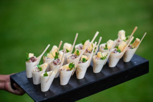 fried calamari scampi bamboo cone appetisers canapés served - food stock pictures, royalty-free photos & images
