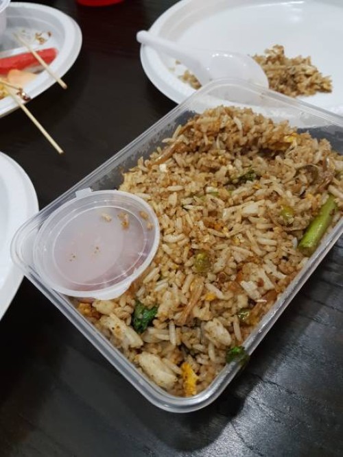 fried rice in plastic take away container - junk food stock pictures, royalty-free photos & images