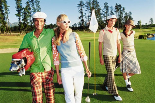 friends at the golf course - fashion stock-fotos und bilder