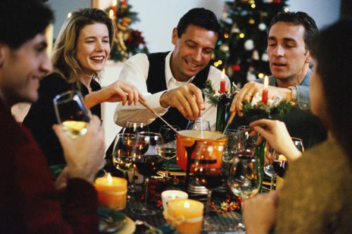 friends, dinner, christmas, home, fondue - food stock pictures, royalty-free photos & images