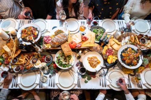 friends enjoy luxury meal at restaurant - food stock pictures, royalty-free photos & images