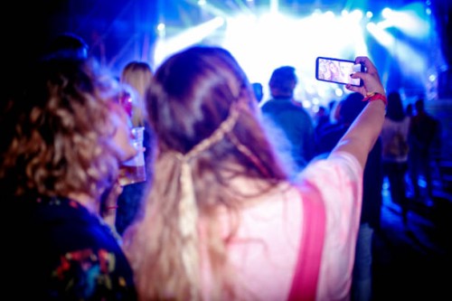 friends taking selfie at outdoor music festival - concert stock pictures, royalty-free photos & images