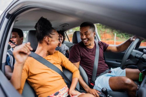 friends talking on a car during a trip - travel stock pictures, royalty-free photos & images