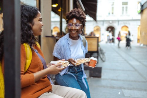 friendship, pizza, and city vibes - junk food stock pictures, royalty-free photos & images