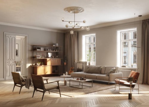 full furnished living room - home decoration stock pictures, royalty-free photos & images