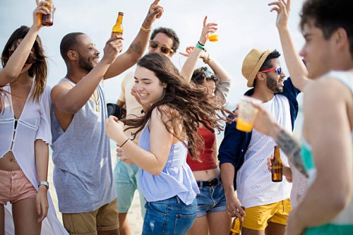 fun at the beach - concert stock pictures, royalty-free photos & images