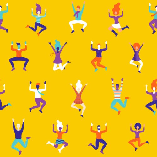 fun celebrating people seamless pattern - fashion stock illustrations