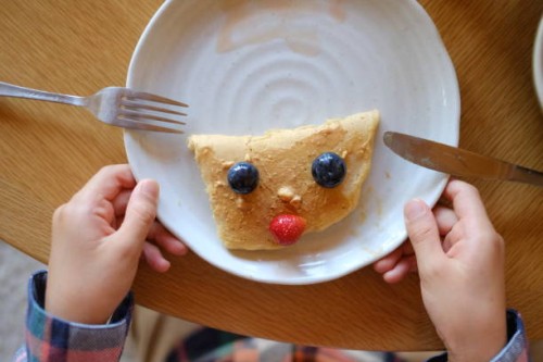 funny face pancake decorated with fruits - food stock pictures, royalty-free photos & images