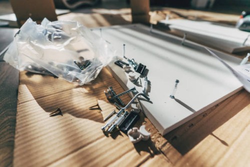 furniture fittings. furniture assembly hardware options and tools on a white background. large selection of furniture accessories. - home decoration stock pictures, royalty-free photos & images