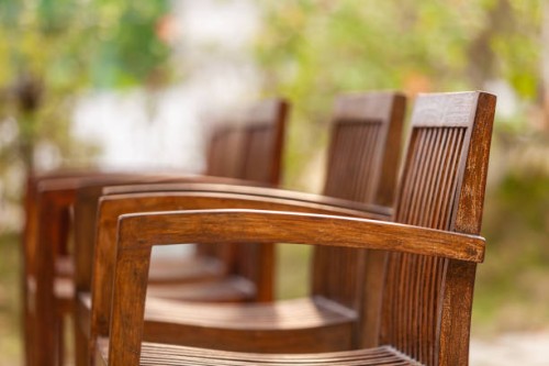 garden chairs in a restaurant - garden decoration stock pictures, royalty-free photos & images