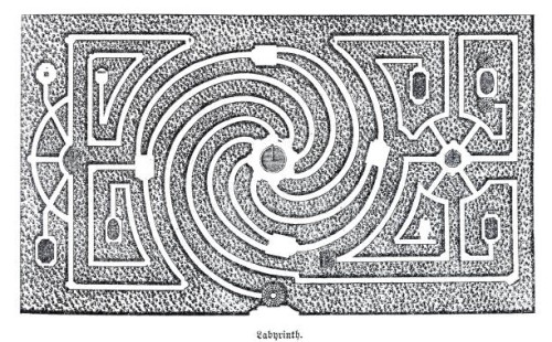 garden labyrinth from above - garden decoration stock illustrations