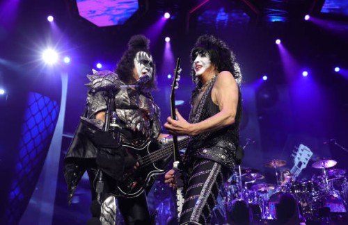 Gene Simmons and Paul Stanley of KISS perform during the final show of KISS: End of the Road World Tour at Madison Square Garden on December 02, 2023...