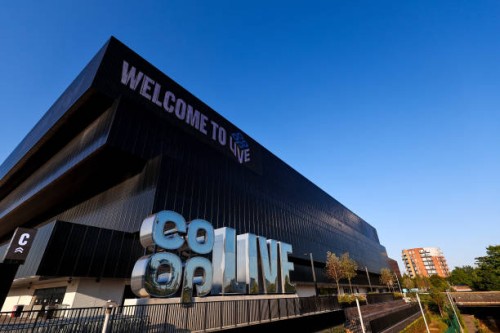 General exterior view of the Co-Op Live music arena during the UEFA Champions League 2024/25 League Phase MD1 match between Manchester City and FC...