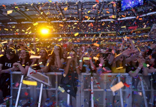 General view of fans as Taylor Swift performs on stage during her reputation Stadium Tour at Croke Park on June 15, 2018 in Dublin, Ireland.