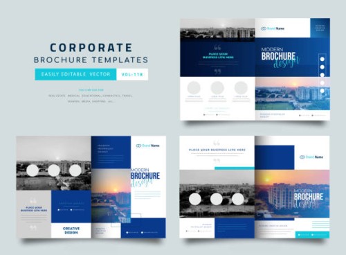 geometric real estate brochure design template. business flyer brochure designs template - fashion stock illustrations