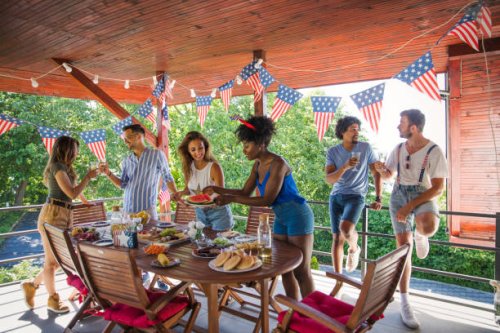getting ready for 4th july - garden decoration stock pictures, royalty-free photos & images