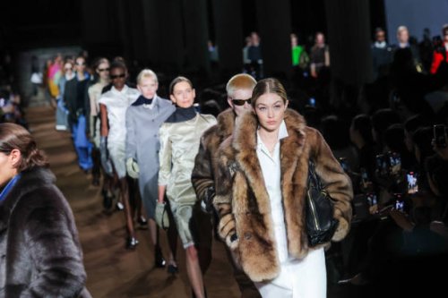 Gigi Hadid walks the runway during the finale of the Miu Miu Womenswear Fall/Winter 2024-2025 show as part of Paris Fashion Week on March 05, 2024 in...