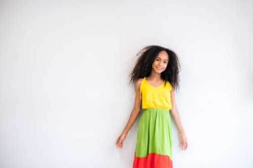 girl portrait with white background. - fashion stock pictures, royalty-free photos & images