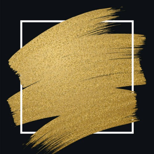 glitter golden brush stroke with frame on black background - fashion stock illustrations