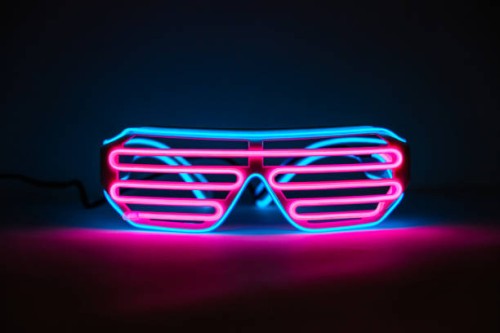 glowing neon glasses - fashion stock pictures, royalty-free photos & images