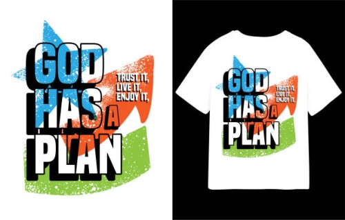god has a plan typography t shirt design - fashion stock illustrations