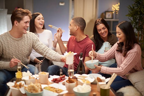 good food great friends - junk food stock pictures, royalty-free photos & images