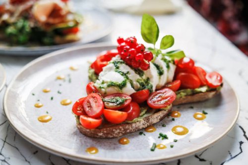 gourmet tomato mozzarella toast delight - food stock pictures, royalty-free photos & images
