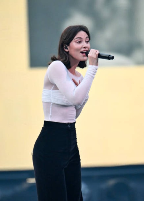 Gracie Abrams performs onstage at the "Taylor Swift | The Eras Tour" at SoFi Stadium on August 7, 2023 in Los Angeles, California.