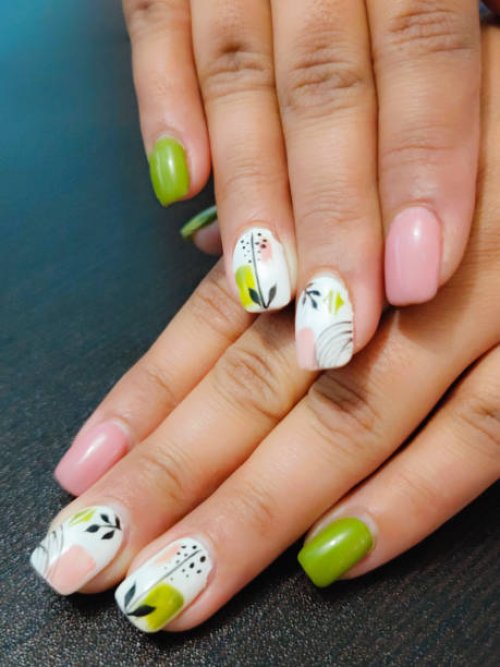 green and pink nails art - nails art stock pictures, royalty-free photos & images