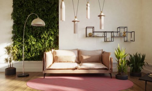 green living room with vertical garden - garden decoration stock pictures, royalty-free photos & images