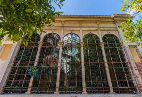greenhouse of the ciutadella - garden decoration stock pictures, royalty-free photos & images