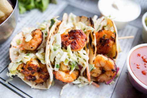 grilled shrimp tacos - junk food stock pictures, royalty-free photos & images