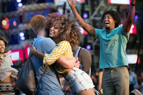 group of dancing a concert. - concert stock pictures, royalty-free photos & images