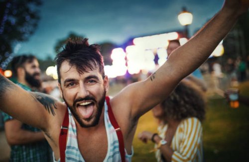 group of friends chilling before a concert. - concert stock pictures, royalty-free photos & images