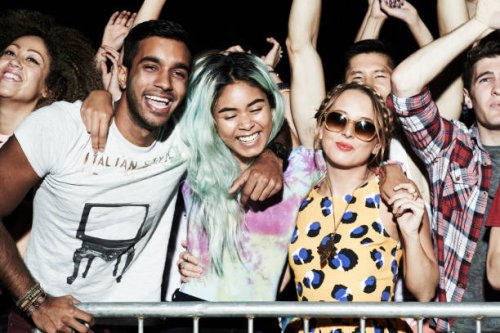 group of friends having fun - concert stock pictures, royalty-free photos & images