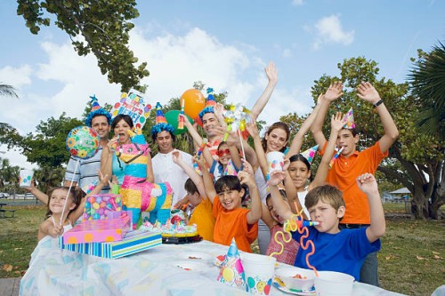 group of people celebrating a birthday party - garden decoration stock pictures, royalty-free photos & images