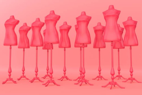 group of pink mannequins - fashion stock pictures, royalty-free photos & images