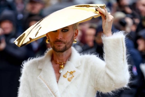 Guest attends the Schiaparelli Haute Couture Spring-Summer 2025 show as part of Paris Fashion Week on January 27, 2025 in Paris, France.