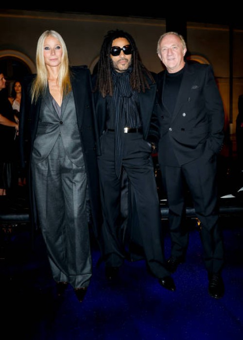 Gwyneth Paltrow, Lenny Kravitz and François-Henri Pinault at Saint Laurent RTW Spring 2025 as part of Paris Ready to Wear Fashion Week on September...