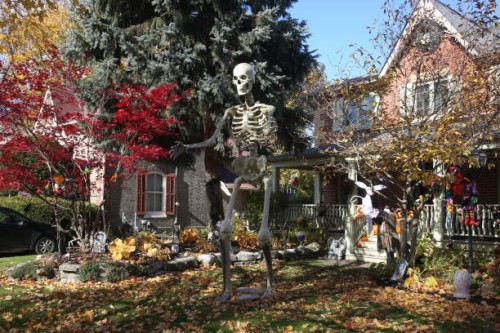 Halloween decorations are adorning the exterior of a house a few days before Halloween in Aurora, Ontario, Canada, on October 28, 2023.