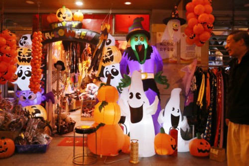 Halloween ornaments are on sale at Yu Garden Commodity Market in Shanghai, China, October 22, 2023.