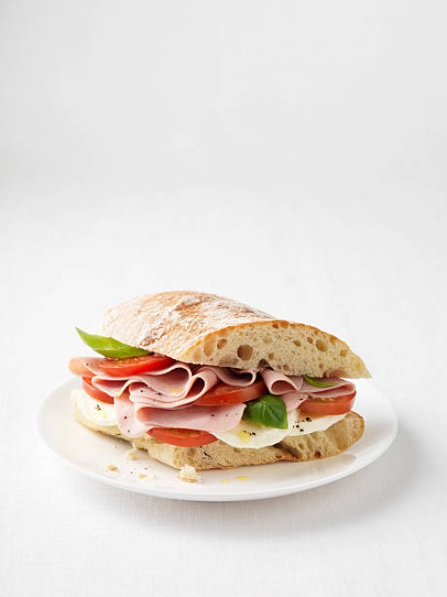 ham, tomato and cheese sandwich - food stock pictures, royalty-free photos & images